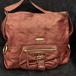 Michael Kors Maroon Leather Belted Hobo Large Shoulder Bag